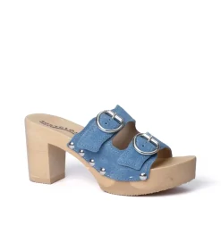 SOFTCLOX Evi Jeanslook Blau (Natur)-Frau Pantoletten