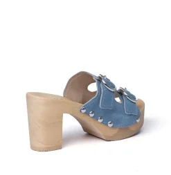 SOFTCLOX Evi Jeanslook Blau (Natur)-Frau Pantoletten