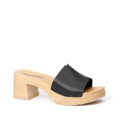 SOFTCLOX Henrietta Softnappa Schwarz (Natur)-Frau Pantoletten