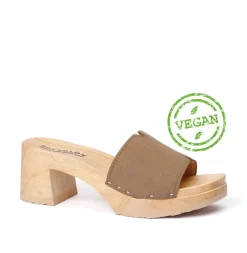 SOFTCLOX Henrietta Vegan Velourseffekt Tabacco (Natur)-Frau Pantoletten