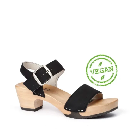 SOFTCLOX Kea Vegan Velourseffekt Schwarz (Hazelnut)-Frau Sandaletten