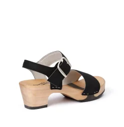 SOFTCLOX Kea Vegan Velourseffekt Schwarz (Hazelnut)-Frau Sandaletten