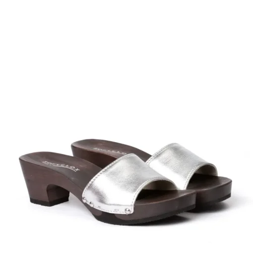 SOFTCLOX Kelly Perlato Silber (Dunkel)-Frau Pantoletten