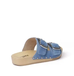 SOFTCLOX Lena Jeanslook Blau (Natur)-Frau Pantoletten