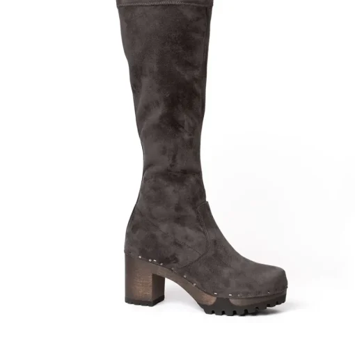 SOFTCLOX Olivera Vegan Velourseffekt Grau (Dunkel)-Frau Stiefel