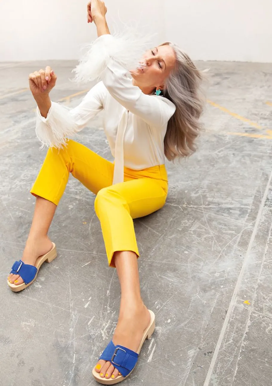 SOFTCLOX Pali Kaschmir Blue Orchid (Natur)-Frau Pantoletten